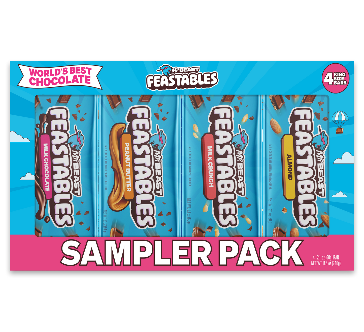 Chocolate en Barra mister Beast feastables set de 60 gr